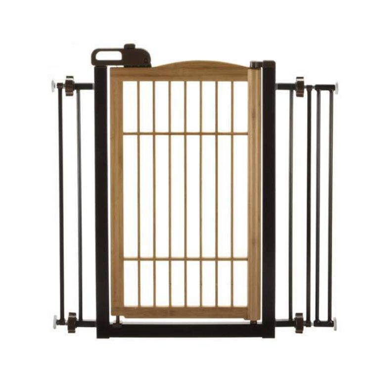 Richell Také One-Touch Pet Gate Bamboo 28.3" - 35.8" x 2" x 34.6" 