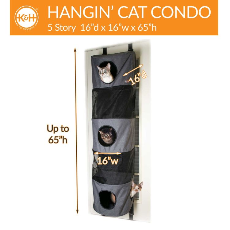 K&H Pet Products Hangin' Cat Condo 5 Story High Rise Gray 16" x 16" x 65"