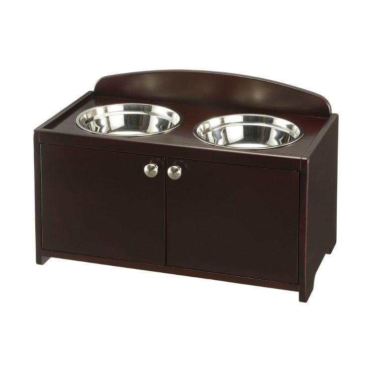 Richell Elegant Wooden Pet Feeder Large Dark Brown 23.8" x 13.4" x 15.4"