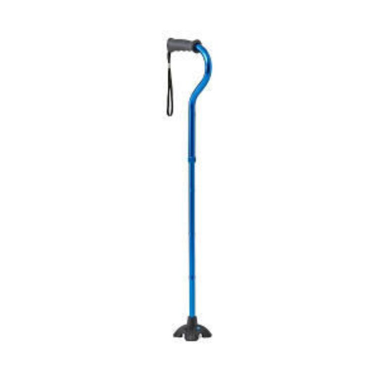 MEDLINE FOLDING CANE WITH 4 POINT TIP, BLUE