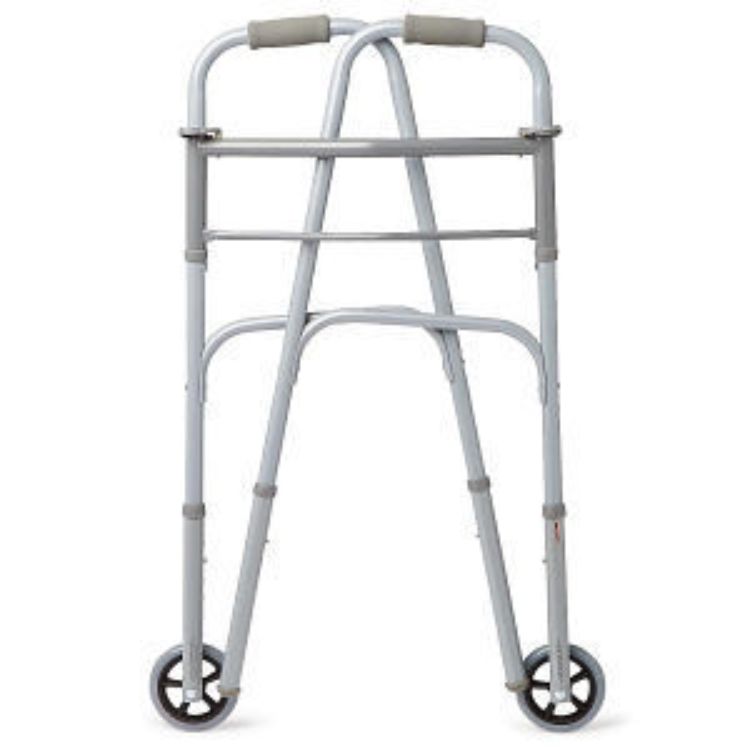 MEDLINE 2-BUTTON BASIC FOLDING WALKER WITH 5" WHEELS FOR ADULTS