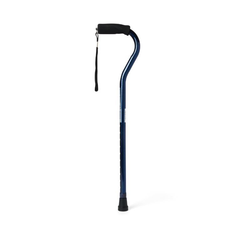 Medline Offset Handle Cane Aluminum Blue
