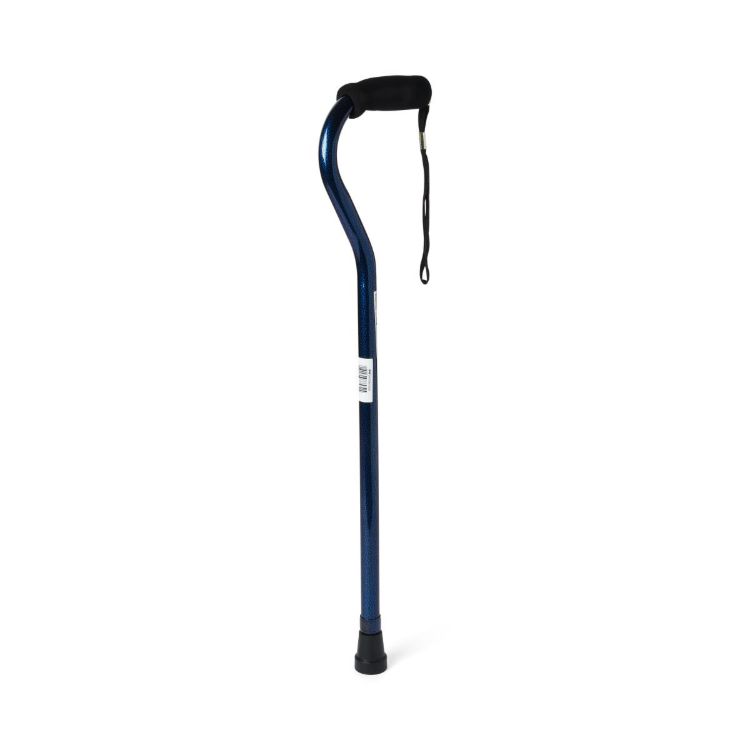 Medline Offset Handle Cane Aluminum Blue