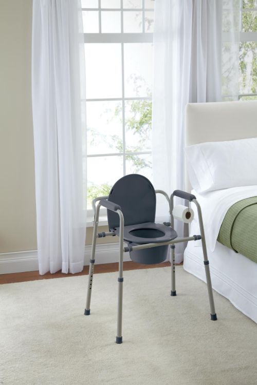 Medline Knockdown Steel Bedside Commode With Microban
