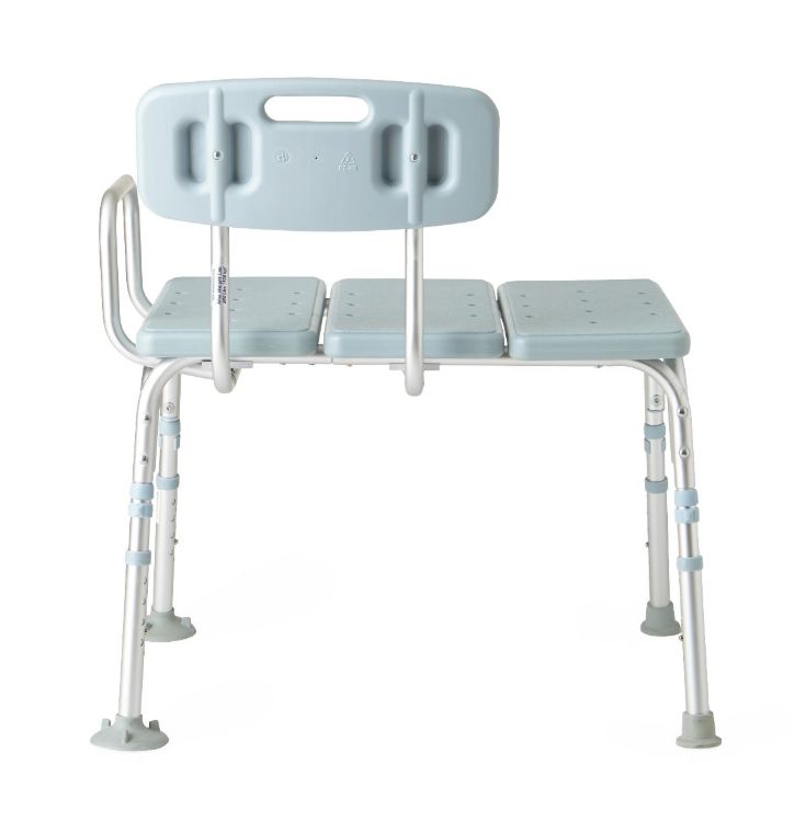 Medline Knockdown Transfer Bench with Back and Microban Treatment