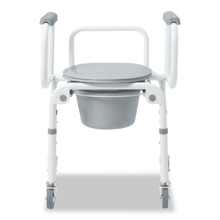 Medline Steel Drop-Arm Commode with Wheels