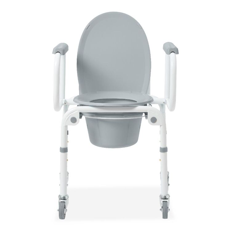 Medline Steel Drop-Arm Commode with Wheels