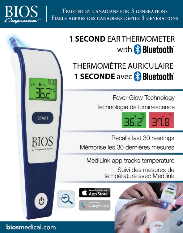 Instant Response Ear Thermometer w/Bluetooth