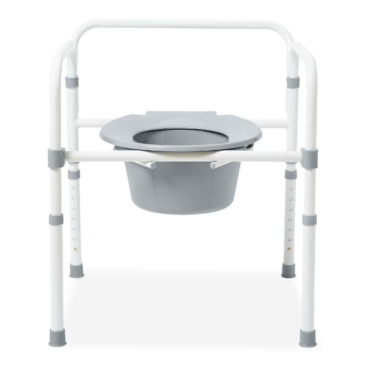 Medline Economy Elongated Steel 3 in 1 Folding Commode