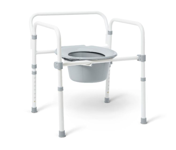 Medline Economy Elongated Steel 3 in 1 Folding Commode