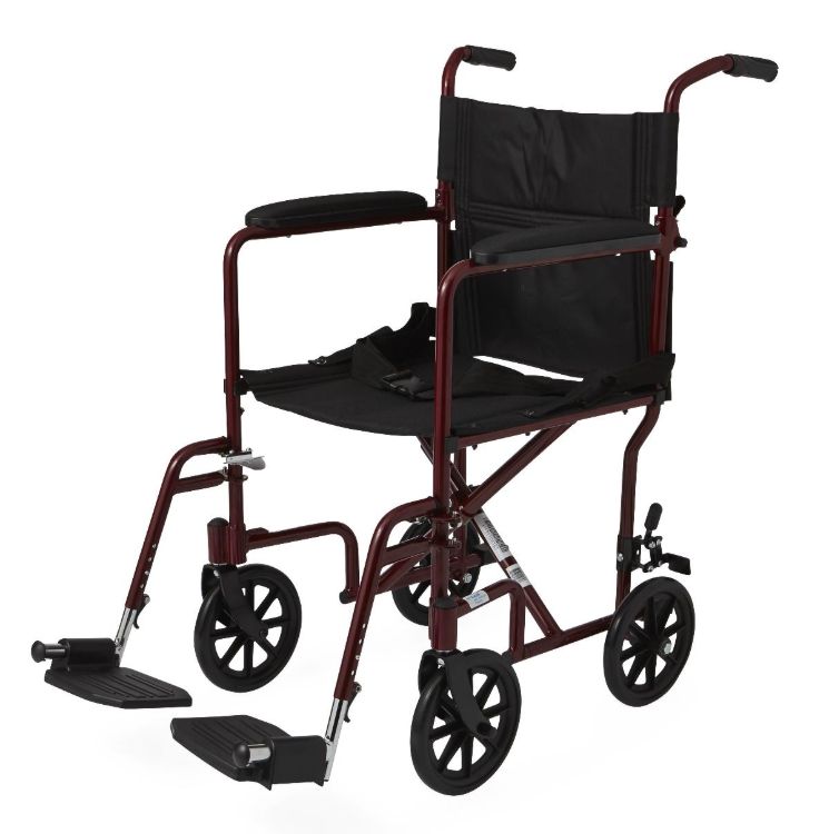 Medline Aluminum Transport Chair with Armrests