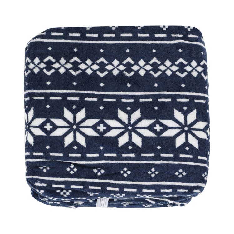 Micro Plush Heated Throw (Navy Fairisle)
