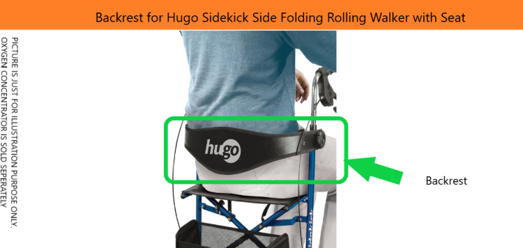 Backrest for Hugo Sidekick Side Folding Rolling Walker with Seat