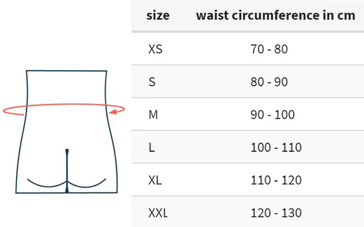 Size Chart For Vertebradyn Active Lumbar Spine Brace