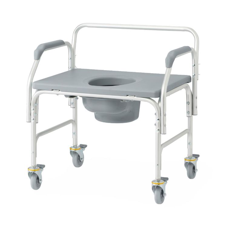 Medline Aluminum Bariatric Commode with 4 Locking Casters