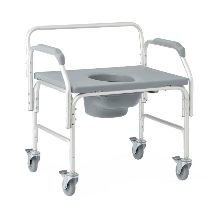 Medline Aluminum Bariatric Commode with 4 Locking Casters