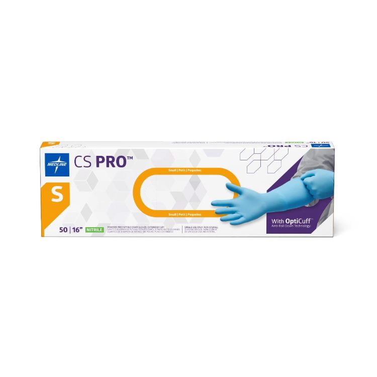 Medline CS Pro 16" Extended Cuff Powder-Free Nitrile Exam Gloves