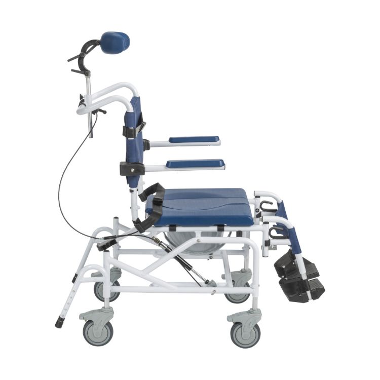 Rehab Tilt-In-Space Aluminum Shower Chair Commode With Footrests