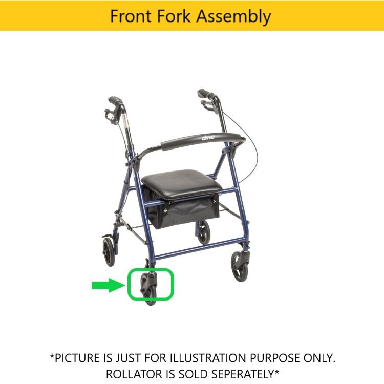 Front Fork Assembly for Adjustable Height Rollator, 6" Casters I Blue