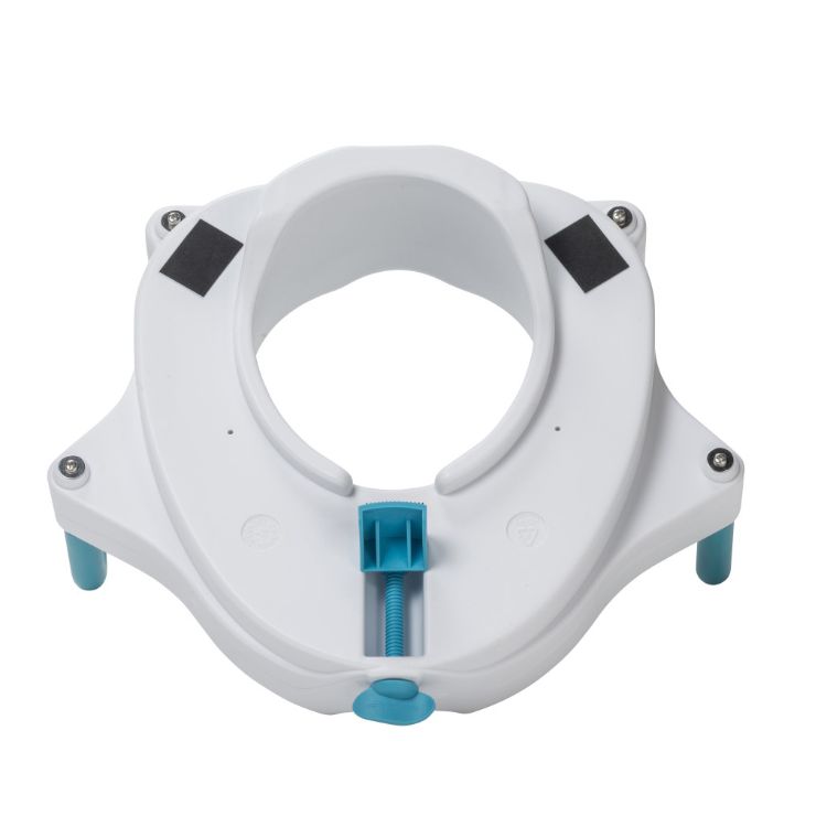 Raised toilet seat by Aquasense installed on a standard toilet for added comfort