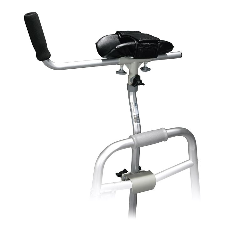 Bariatric platform walker attachment with padded forearm cradle and strap